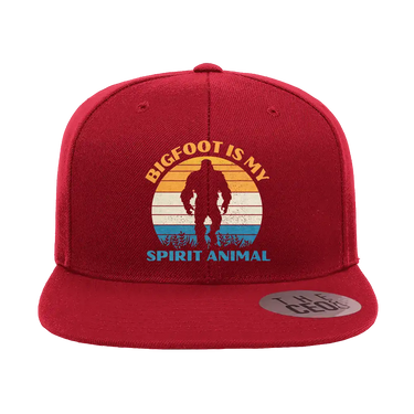 Bigfoot Is My Spirit Animal Embroidered Flat Bill Cap